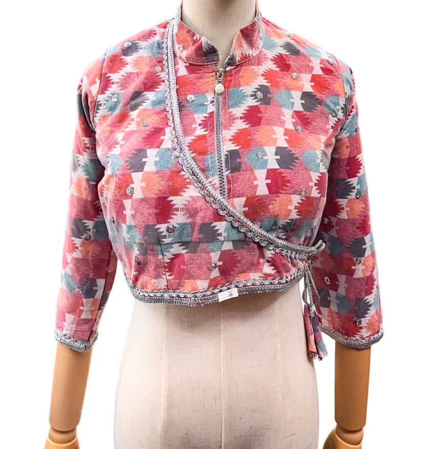 Dhaka Chaubandi Choli-Front Zipper